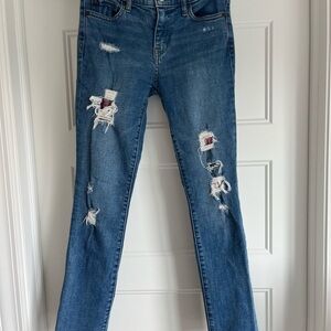 GAP Blue Skinny Jeans with Distressed Details